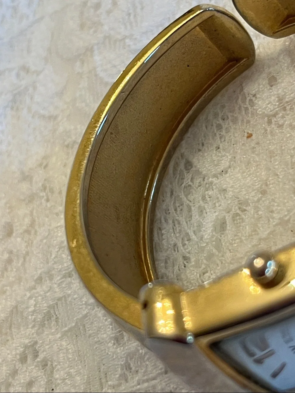 Wincci Gold Tone Cuff Watch with Black Inlay